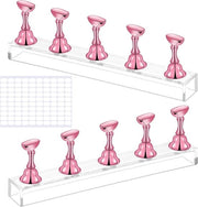 Display stand per acrilico per press-on per unghie - Set da 2 - Stand per unghie magnetico con adesivo a doppia faccia - Design per unghie - Rosé d'oro