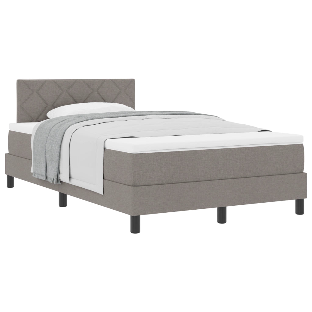 Letto Box Spring con Materasso Taupe 120x200 cm Tessuto