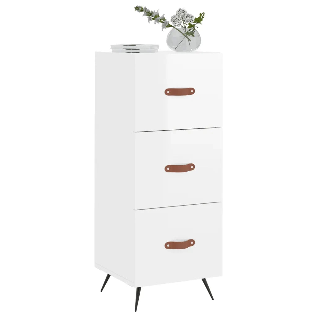 Credenza Bianco Lucido 34,5x34x90 cm in Legno Multistratocod mxl 127420