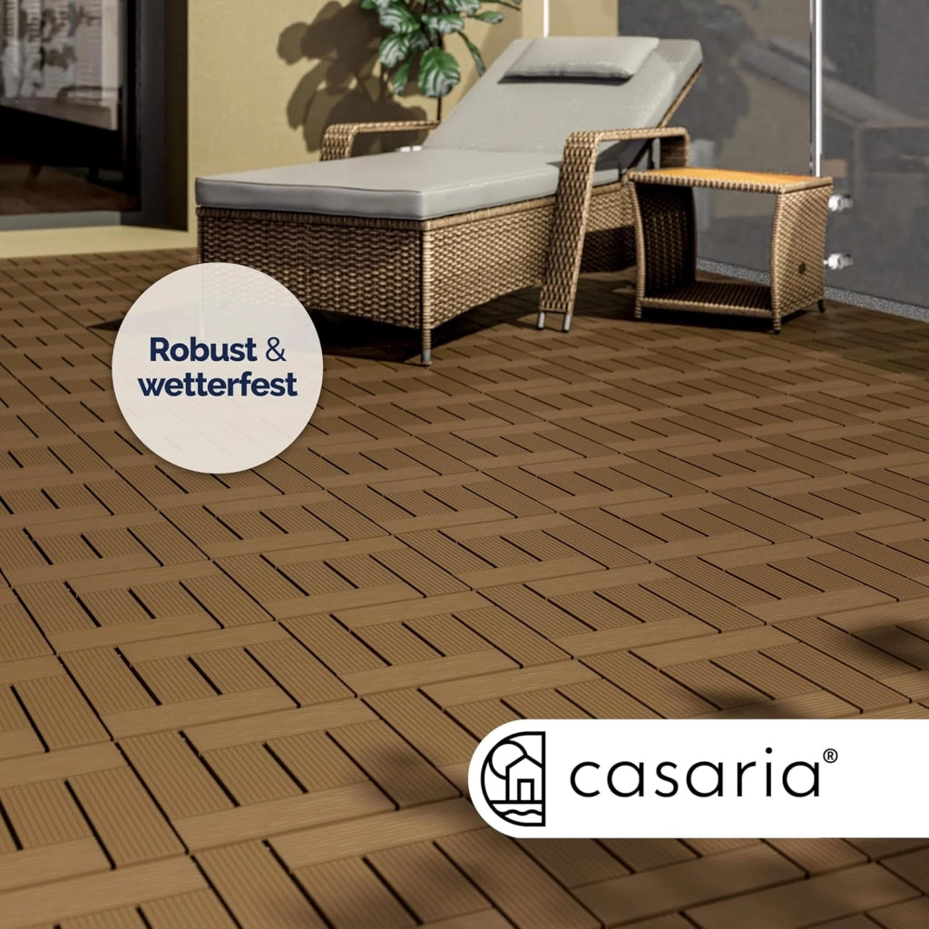 Deuba Piastrelle da Giardino in WPC 5m² Mattonelle 30x30cm Sauna Terrazza Esterno Terracotta 55 pz