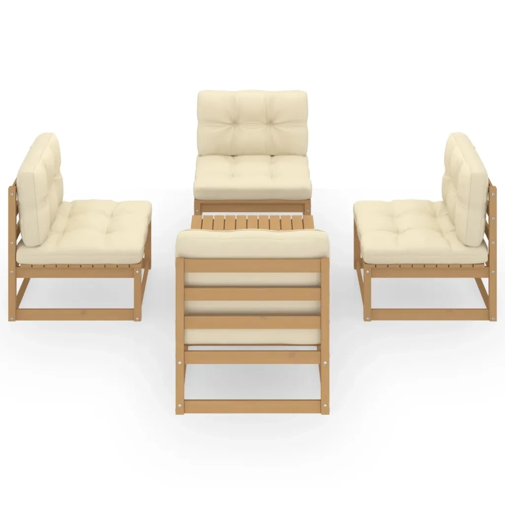Set Divani da Giardino 5 pz con Cuscini Legno Massello di Pino 3076317