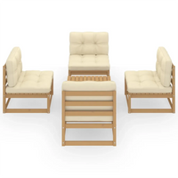 Set Divani da Giardino 5 pz con Cuscini Legno Massello di Pino 3076317