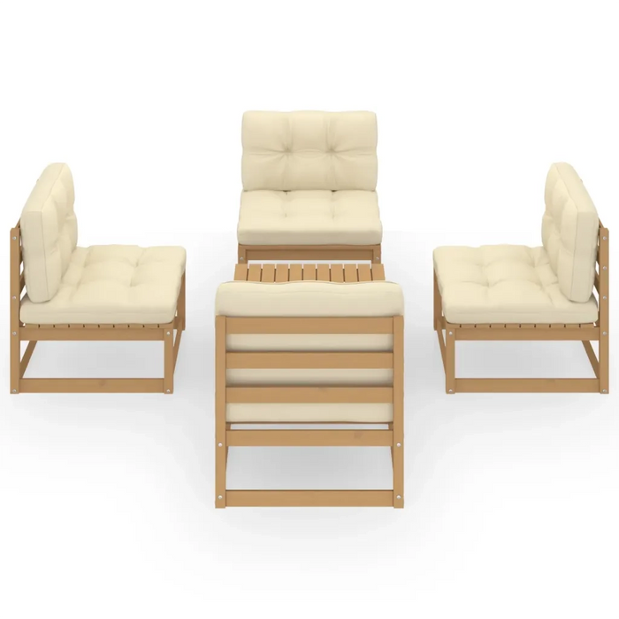 Set Divani da Giardino 5 pz con Cuscini Legno Massello di Pino 3076317