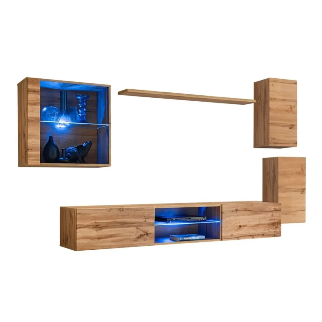 Set mobili da soggiorno SWITCH XXIII – LED – Rovere – Design sospeso