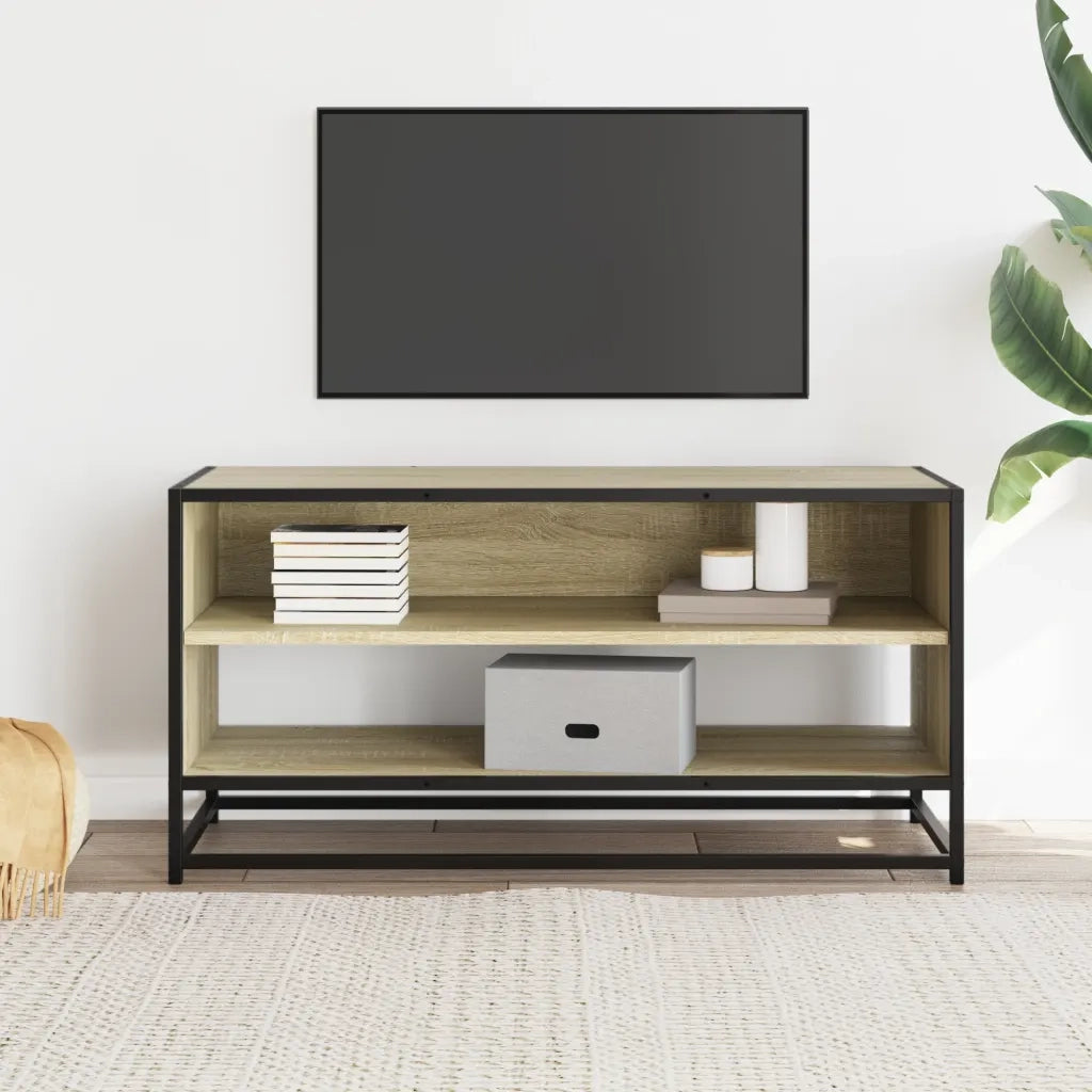 vidaXL Mobile TV Rovere Sonoma 91x40x46 cm Legno Multistrato e Metallo