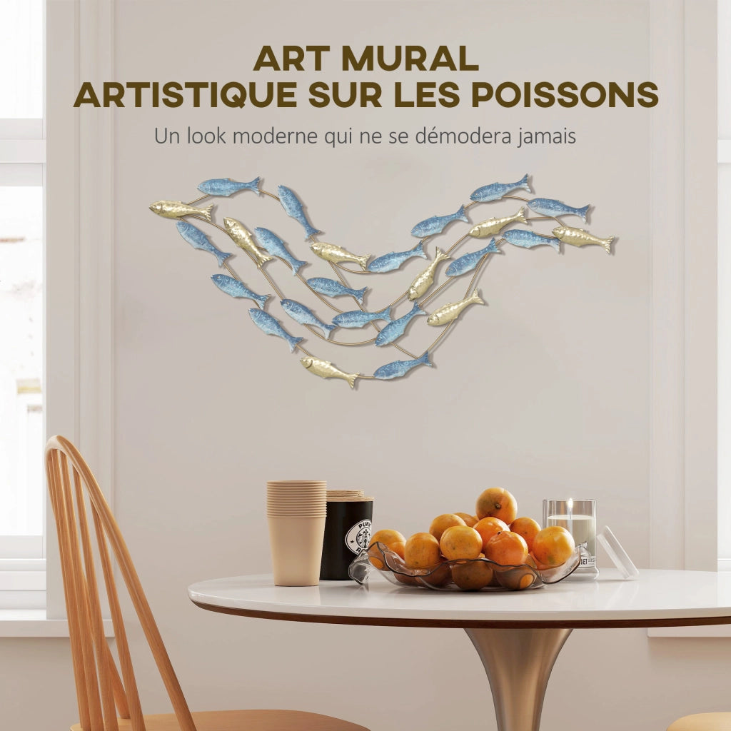 Quadro Scultura Murale Pesce Moderno ¨C zephmum ¨C Blu Chiaro 100x50 cm