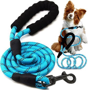 Guida per Cane Adattabile Riflettente con Maniglione Pieno 150 cm - Guida di Allenamento Resistente per Corsa - Blu