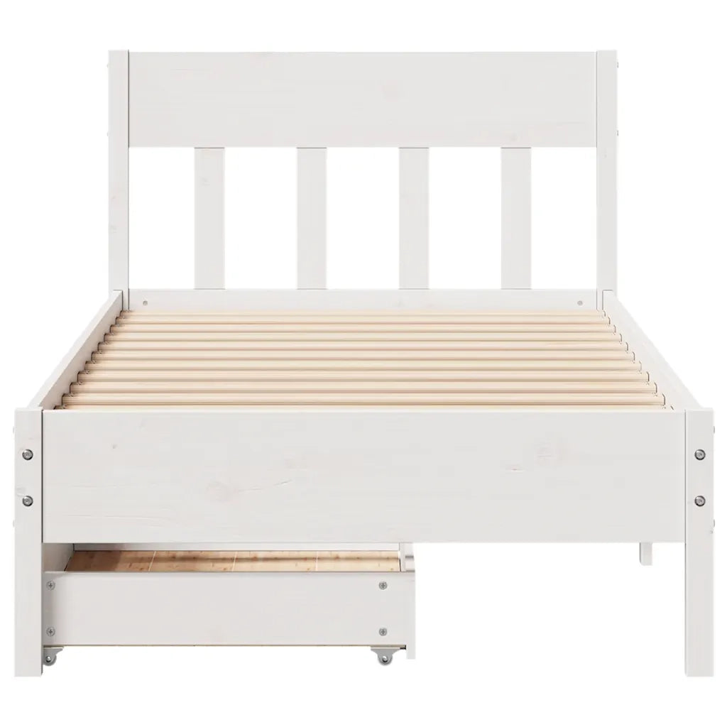 Letto senza Materasso Bianco 90x190 cm in Legno Massello Pino 3301888
