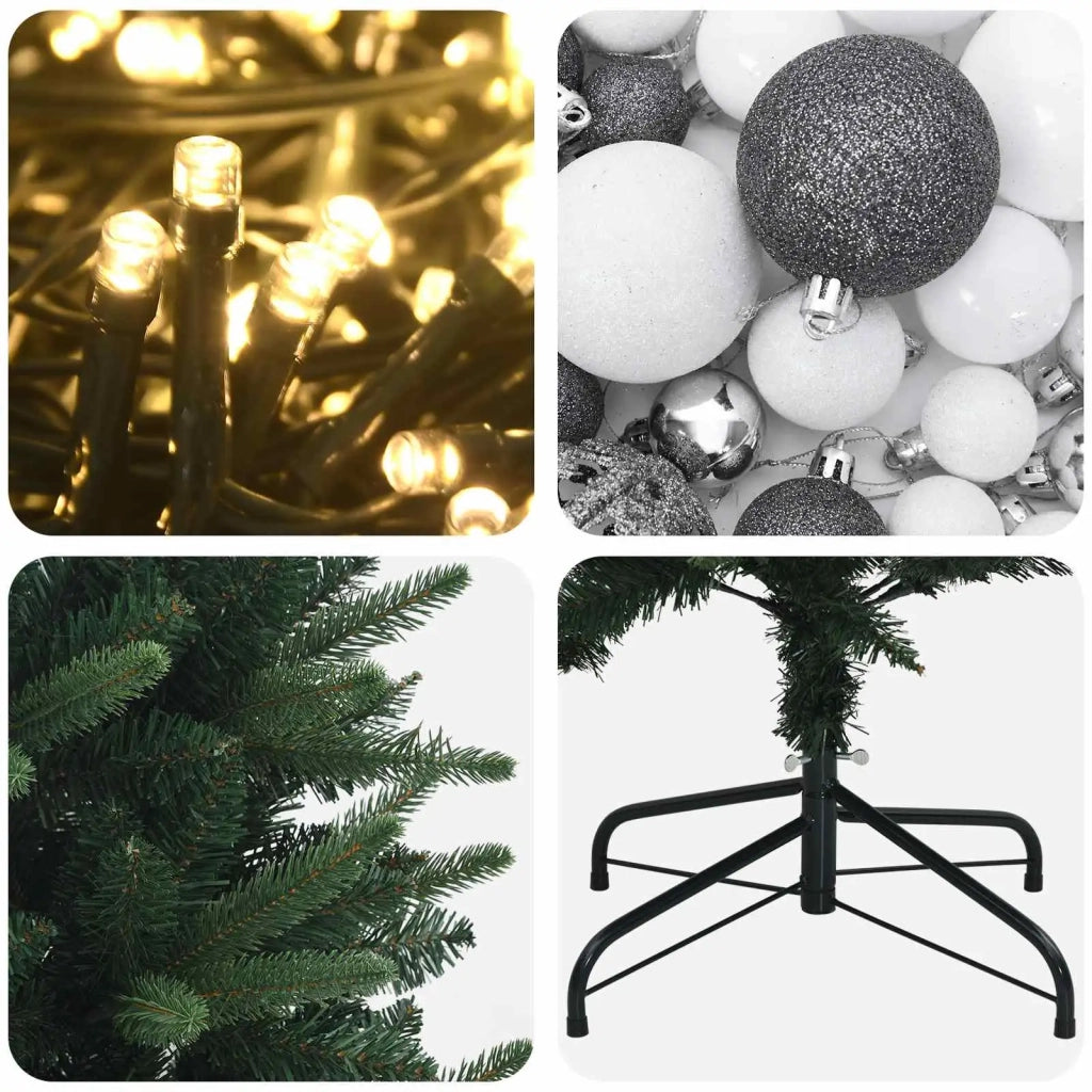 Albero di Natale artificiale con rami snodati e palline 240 cm 3467298