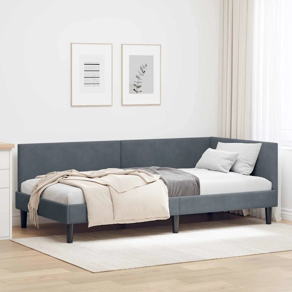 Cornice del letto ad angolo Grigio scuro 100 cm x 200 cm 42016237