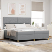 Letto a Box con Materasso e Luce LED Grigio chiaro 200x200 cm Tessuto