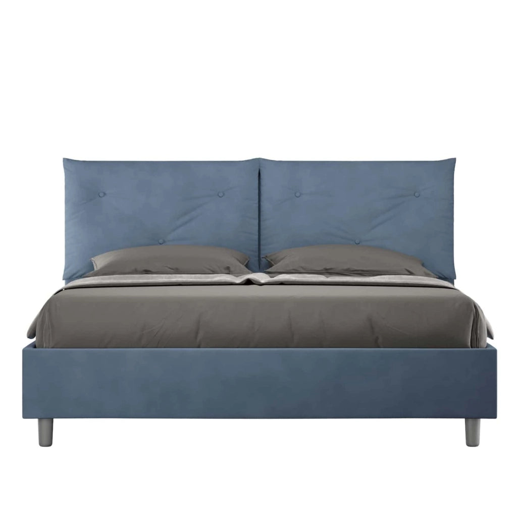 Letto matrimoniale senza rete imbottito 160x190 microfibra blu Appia