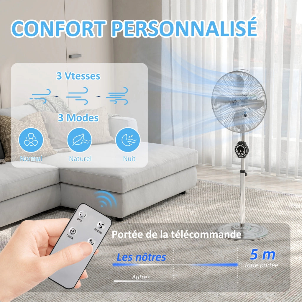 Ventilatore a Piede Regolabile ¨C Zephmum ¨C Argento 120-135 cm