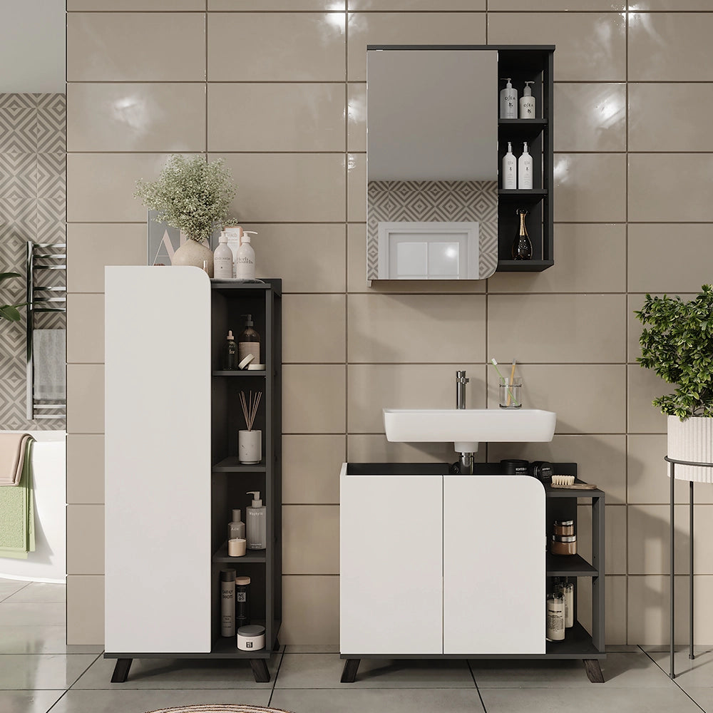 Vicco Set di mobili da bagno Antracite/bianco 3 parti