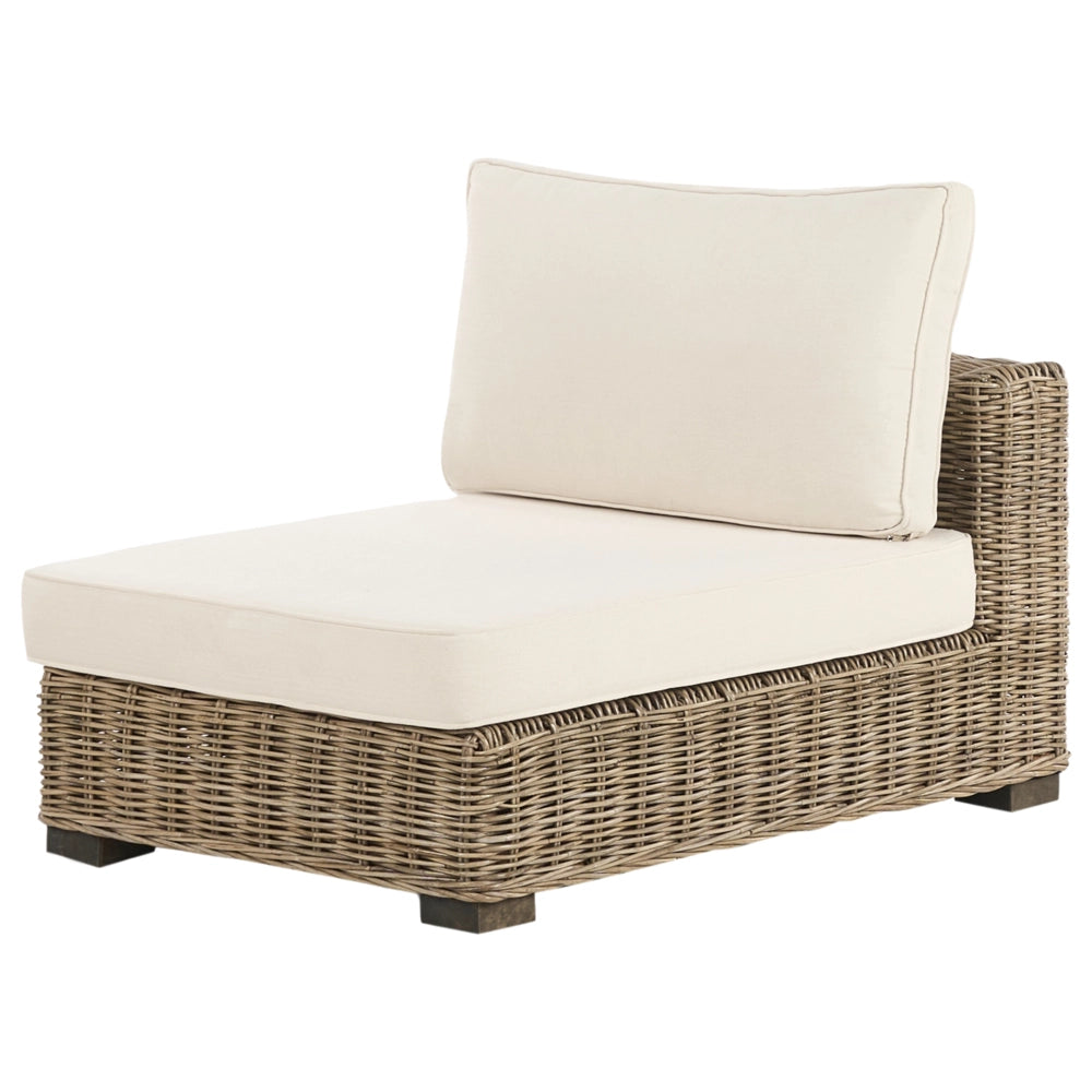 Set salotto da giardino grigio in rattan naturale divano da esterno con tavolino destro