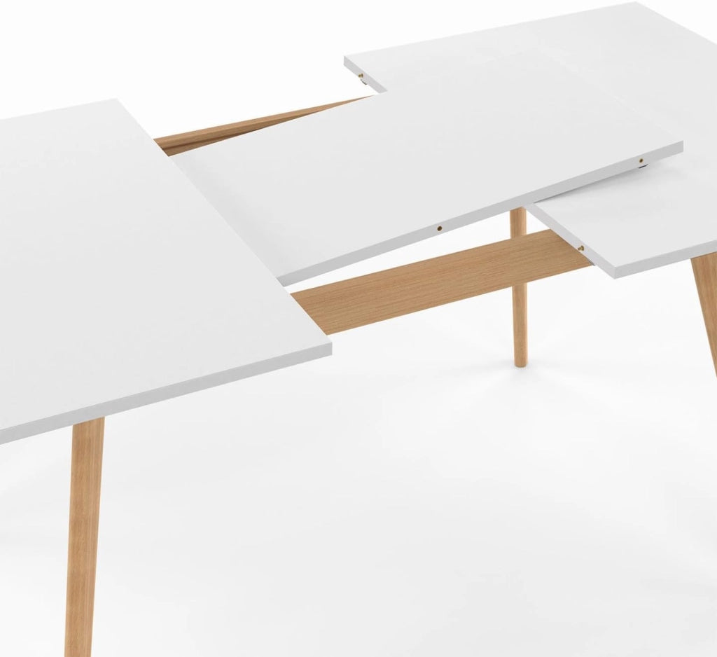 Tavolo rettangolare allungabile scandinavo per 4-8 persone INGA, bianco 110-150 cm