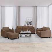 Set di Divani 4 pz con Cuscini Marrone in Tessuto 3201797