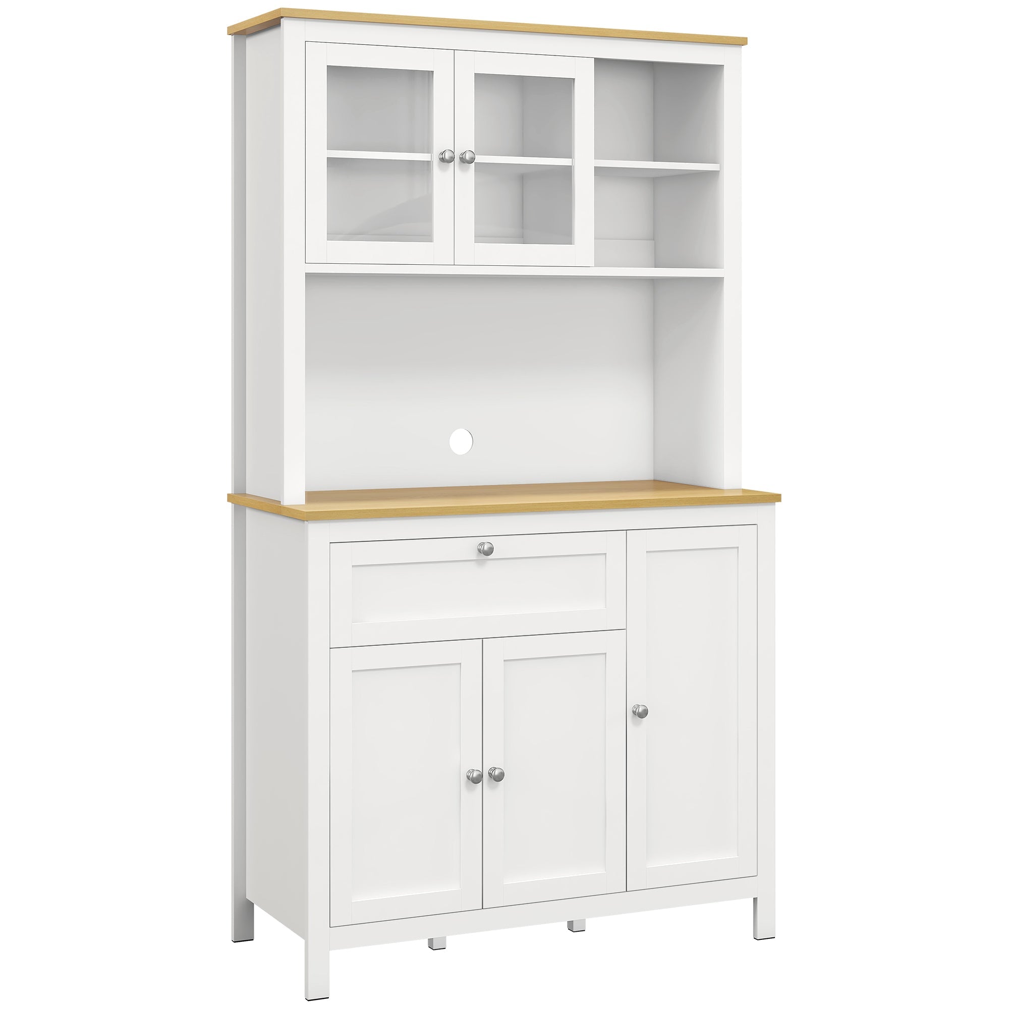 Credenza Dispensa Cucina Armadietti con Mensole Regolabili 100x40x180 cm Bianco