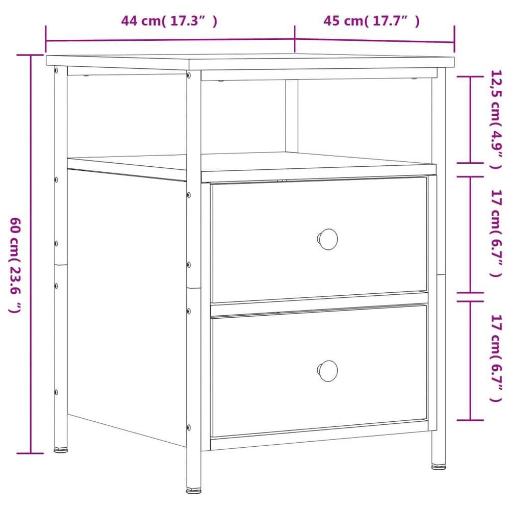Bedside Tables 2 Pcs. Sonoma Oak 44x45x60 Cm Wood Material