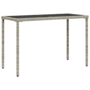 Tavolo Giardino | Tavolino da esterno Piano Vetro Grigio Chiaro 115x54x74 Polyrattan