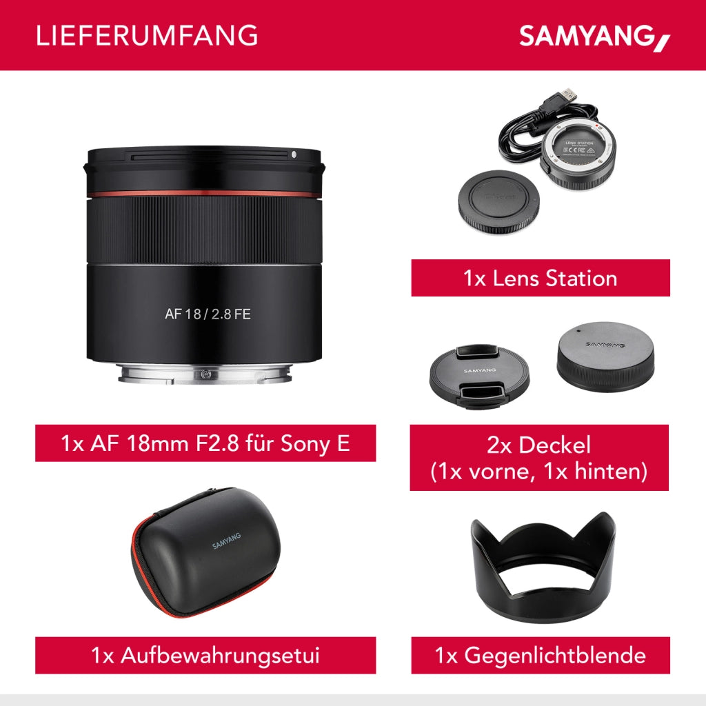 Obiettivo fotografico AF 18 mm F2.8 FE con Lens Station - Autofocus full-frame APS-C a focale fissa - compatibile con Sony E-mount