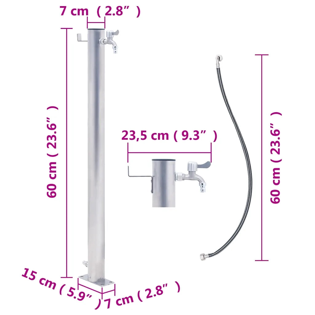 Colonna d'Acqua da Giardino 60 cm Acciaio Inox Rotonda CFW6498620