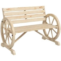 Panca da Giardino con Design a Ruota per 2 Persone in Legno di Abete Scuro Naturale 105,5 x 56 x 79 cm, Naturale