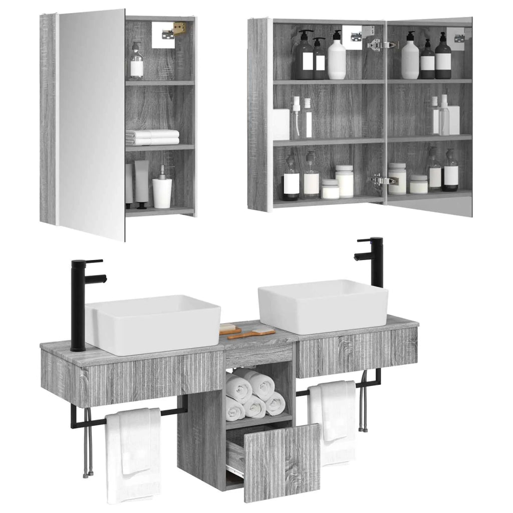 Set di Armadi da Bagno 5 pcs Sonoma grigio 53 x 15,5 x 70 cm 3406332