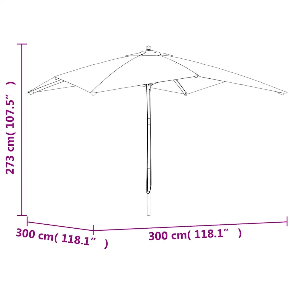 Ombrello | Parasolne da Giardino con Palo in Legno Verde 300x300x273 cm