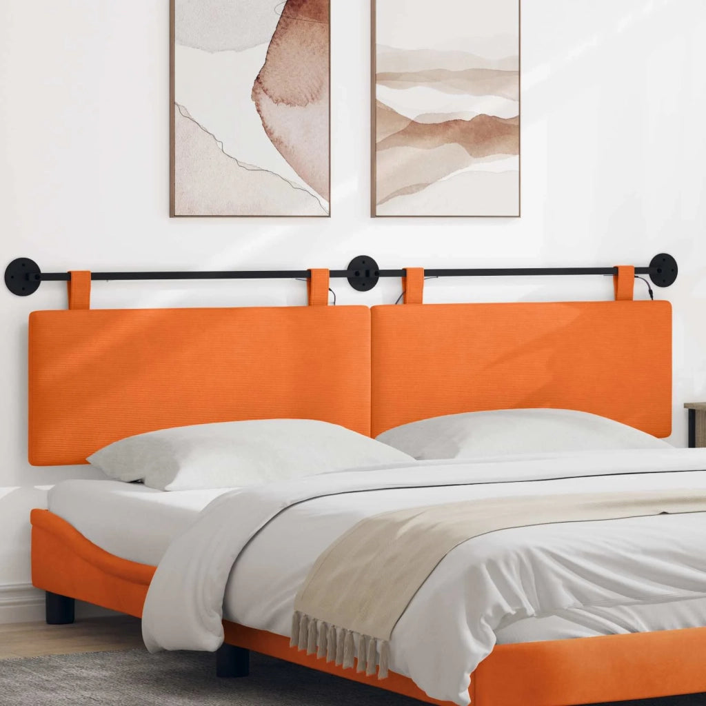 Testiera sospesa Con luce LED Arancione Tessuto in Cords 3424342