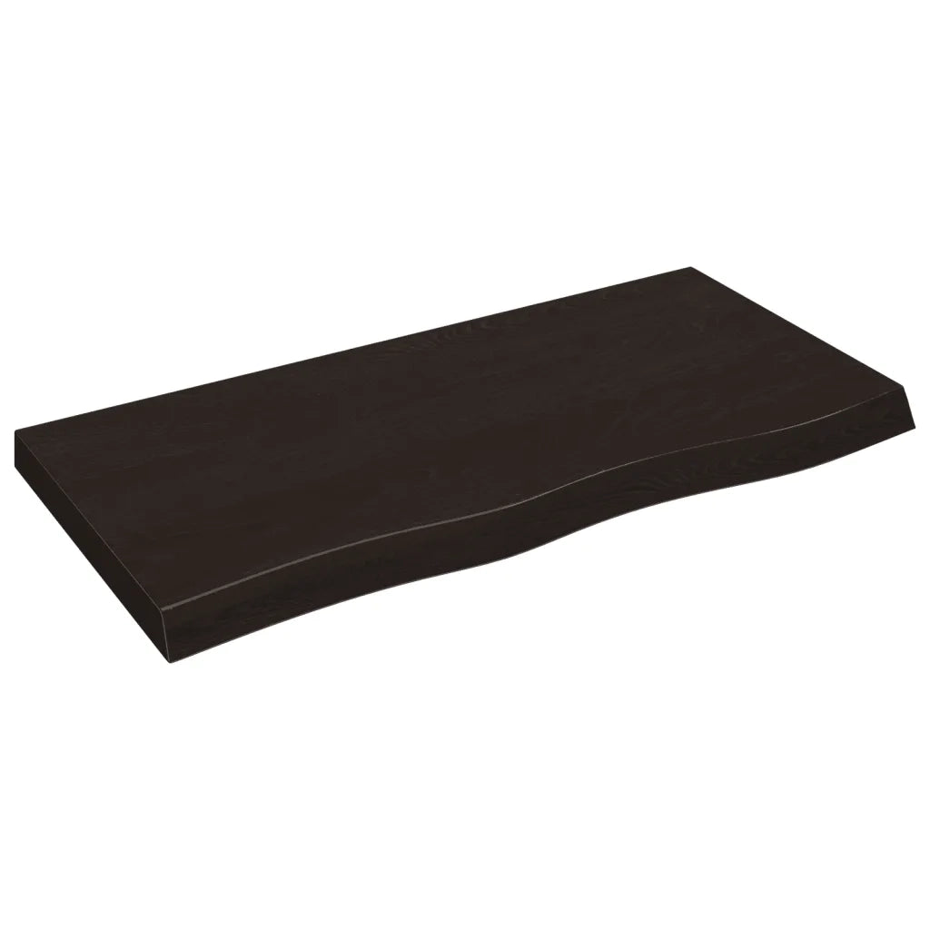 Piano Tavolo | Superficie Tavolo | Piano Scrivania Marrone 100x50x(2-6) cm Rovere Massello Trattato