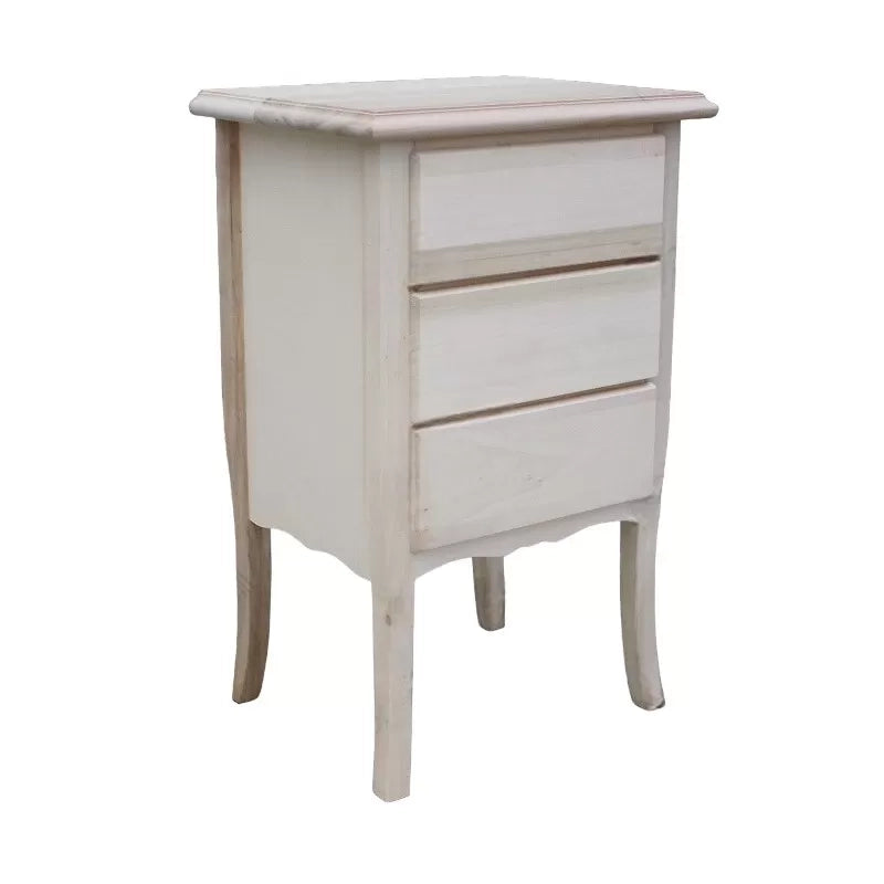 comodino classico 3 cassetti legno grezzo 45x34x71 (3022) - Mobili 2G
