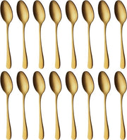 Set di cucchiai in oro matte, 16 pezzi, 20,5 cm, cucchiaio in acciaio inossidabile, serie eccellente di cucchiai per caffè, lavastoviglie, cucchiaio per mescolare, ideale per famiglie, ristoranti, feste, ecc.