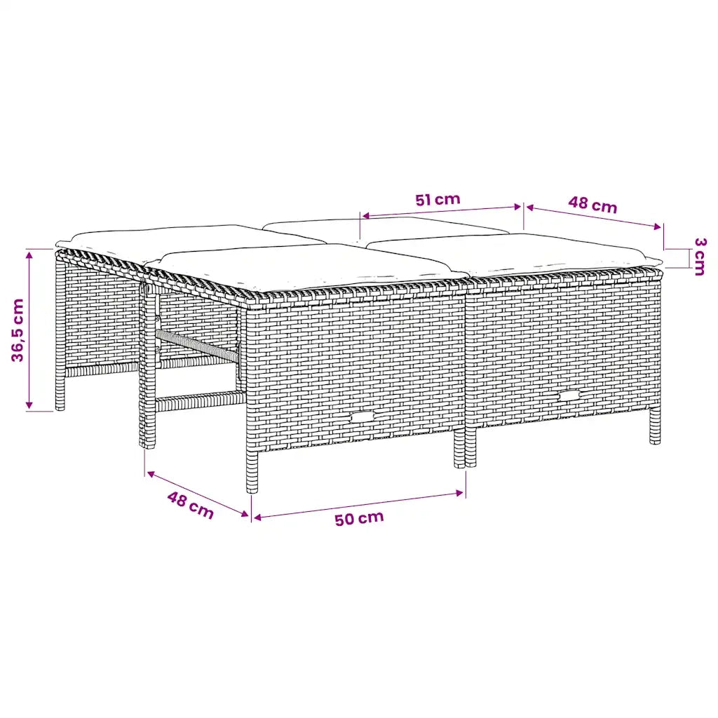 Sgabelli da Giardino con Cuscini 4 pz Marrone in Polyrattan CFW7226255