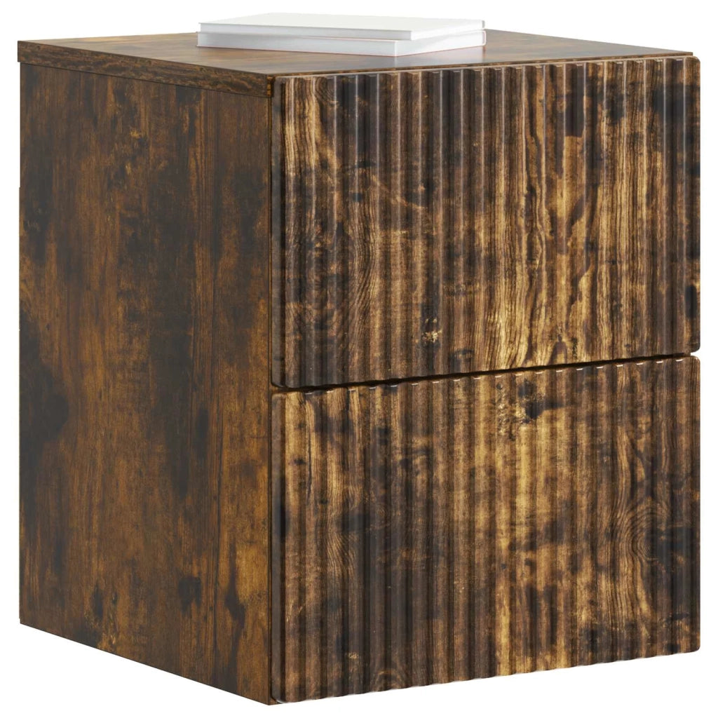 Mobiletto da notte a muro 2 pcs Rovere Fumo 33 x 34,5 x 40 cm 898476