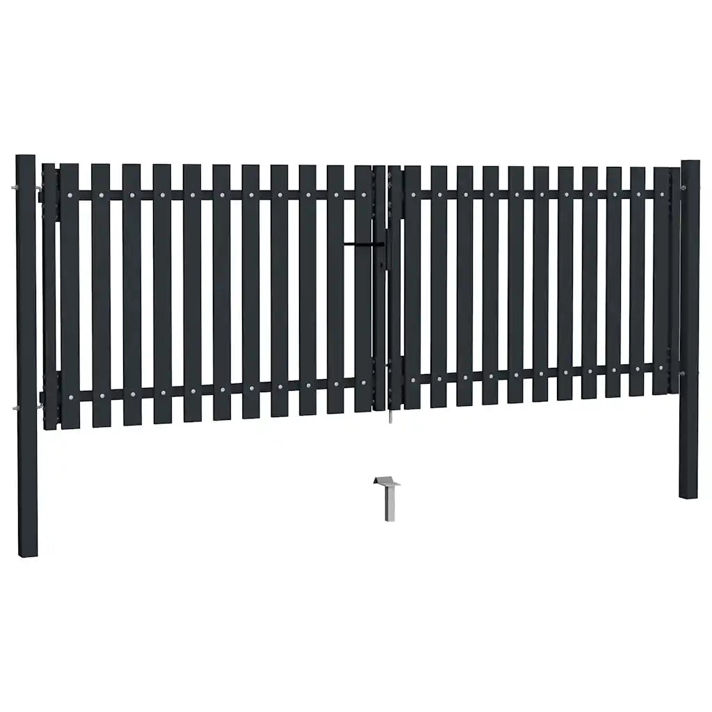Cancello per Recinzione a doppia Porta in Acciaio 300x100 cm Antracite 146351