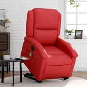 Poltrona Alzapersona Reclinabile Massaggio Rosso in Similpelle 3204238