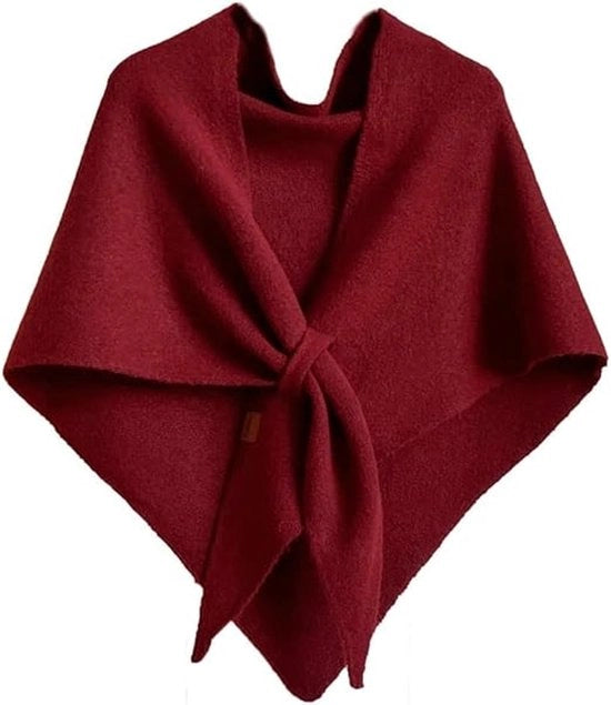 Schiacchi di lana - scialle di lana - scialle di cardigan - scialle a una spalla di cashmere - scialle - scialle multifunzionale a triangolo - scialle protettivo caldo per il collo - scialle di colore uniforme multifunzionale per il collo - rosso rubino