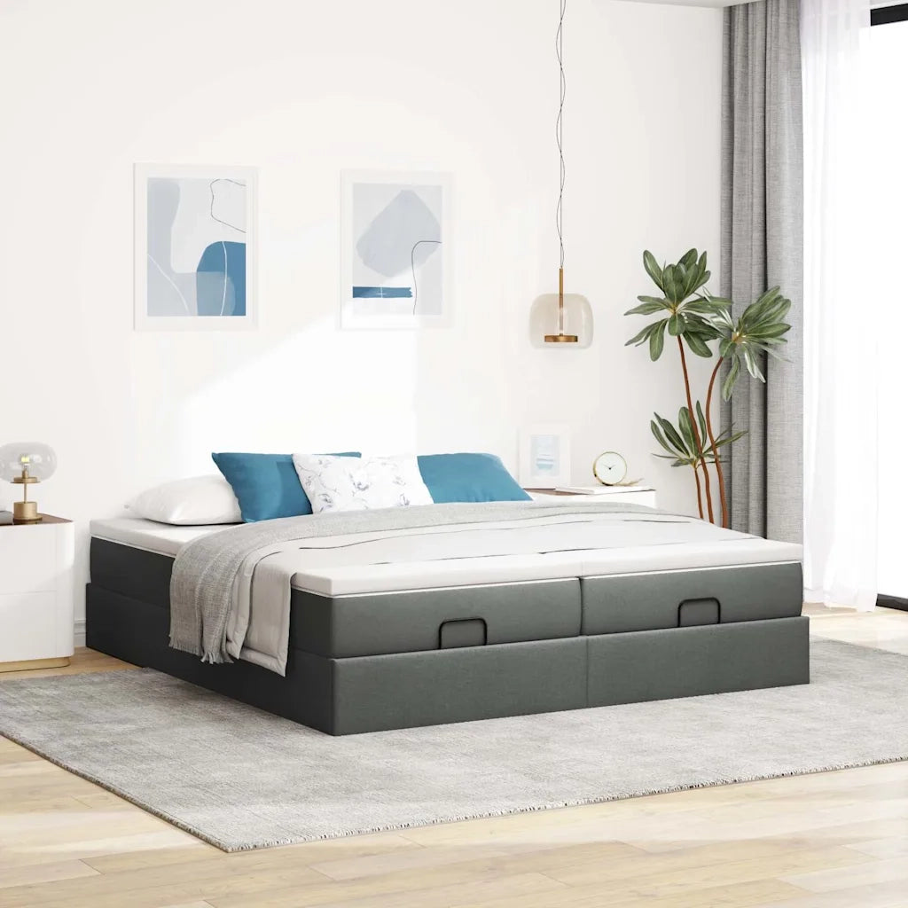 vidaXL Struttura Letto Pouf con Materassi 200x200 cm in Tessuto