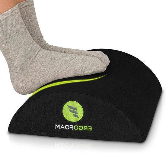 Sostegno per Piedi da Ufficio - Pieno di Schiuma di Velluto - Sedia per Piedi Comfortevole per Dolore alla Schiena - Sostegno per Piedi Oscillante (Nero)
