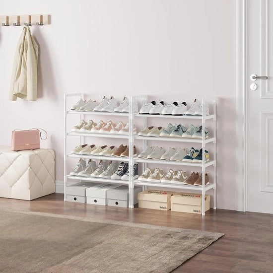 S-528 10 Livelli Regolabile Supporto per Scarpe, Alta Scarpa Organizzatore, Piastra di Supporto per 30 Paia di Scarpe, 56 x 30 x 170 cm, Progettazione Robusta, Risparmio di Spazio.