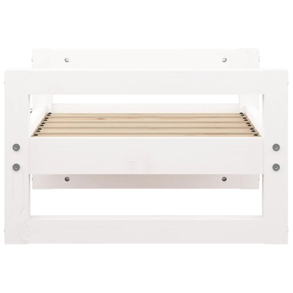Cuccia per Cani Bianca 55,5x45,5x28cm in Legno Massello di Pino 821468