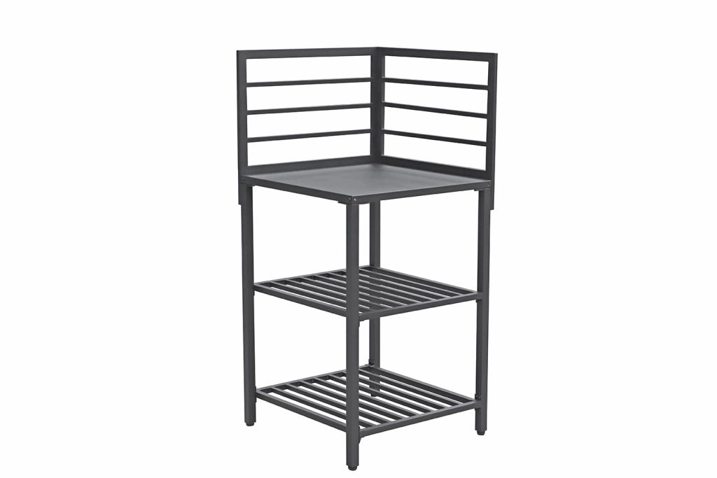 Modulo Componibile Angolare Ompagrill con Piano di Lavoro e Ripiani a Giorno 61,5x61,5x130 cm in Alluminio Verniciato