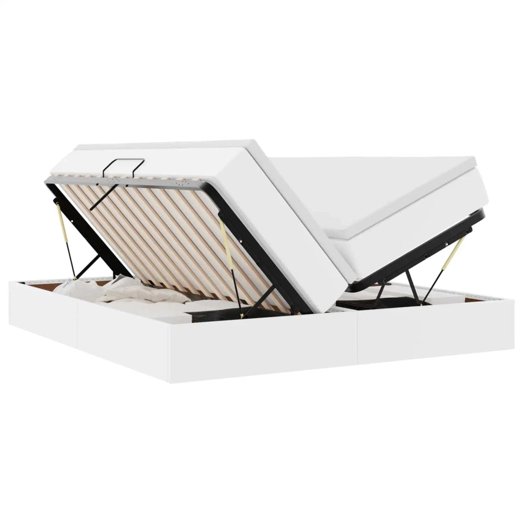 Letto con contenitore e materasso Bianco 200 x 200 cm