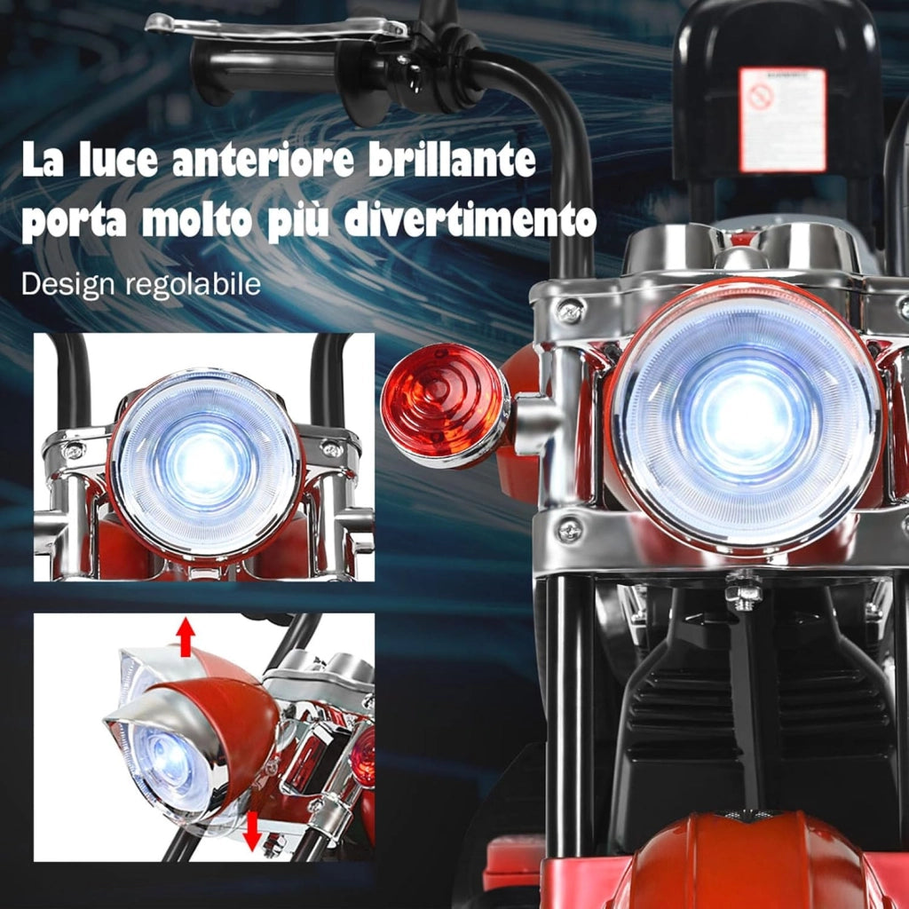 6V Moto Elettriche per Bambini, Moto Cavalcabile Marcia Avanti e Indietro, Portanza di Peso 30kg (Rosso)