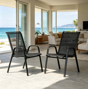 Sedie da giardino impilabili con schienale alto; 55 x 92 x 65 cm; metallo e poliestere; grigio scuro