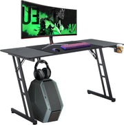 Tavolo da gioco, 160 x 60 cm, altezza regolabile, con foro e supporto per cuffie e tazze, in fibra di carbonio, ergonomico, PC