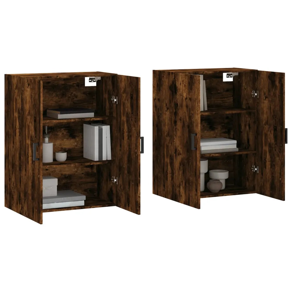 vidaXL Mobili a Parete 2 pz Rovere Fumo 69,5x34x90 cm