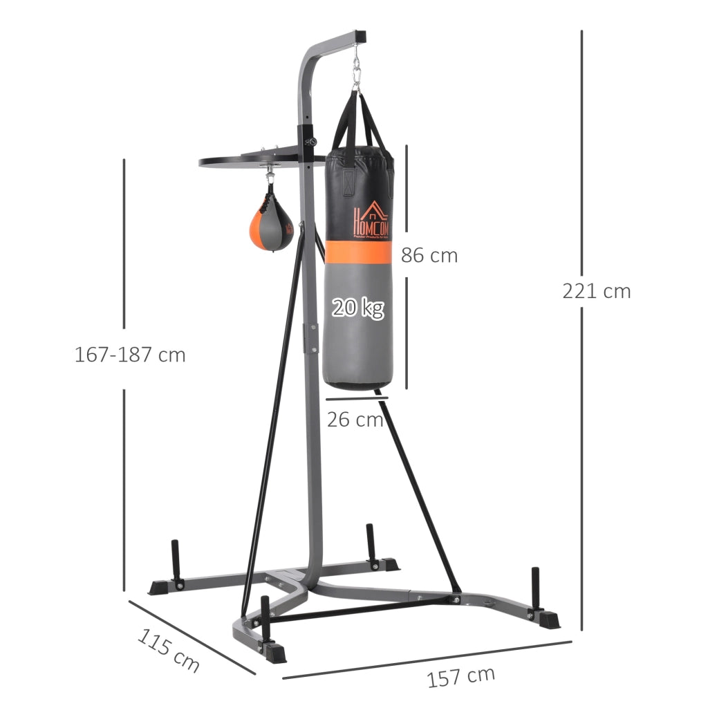Supporto per Sacco da Boxe con Piedi ¨C zephmum ¨C Nero, Acciaio, con Sacco di Velocit¨¤