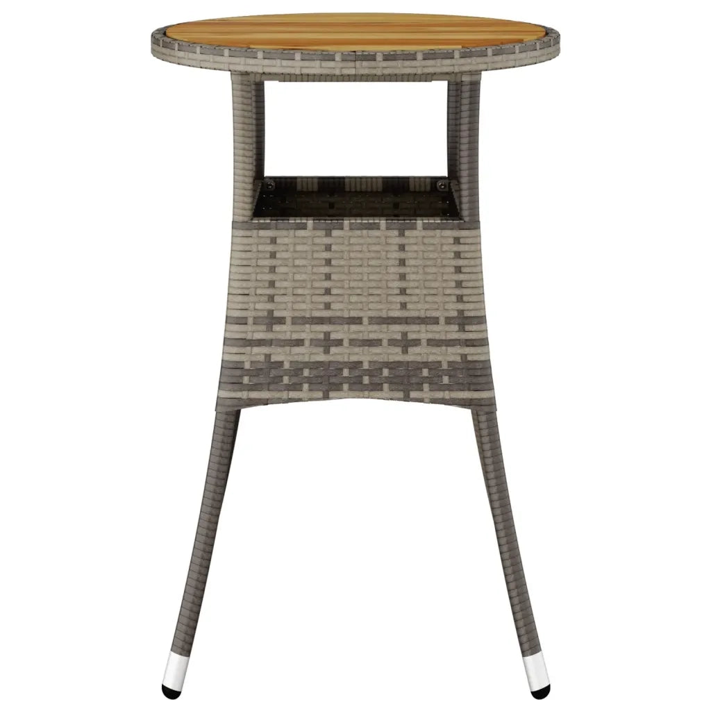 Tavolo da Giardino Ã˜60x75cm Massello Acacia e Polyrattan Grigio